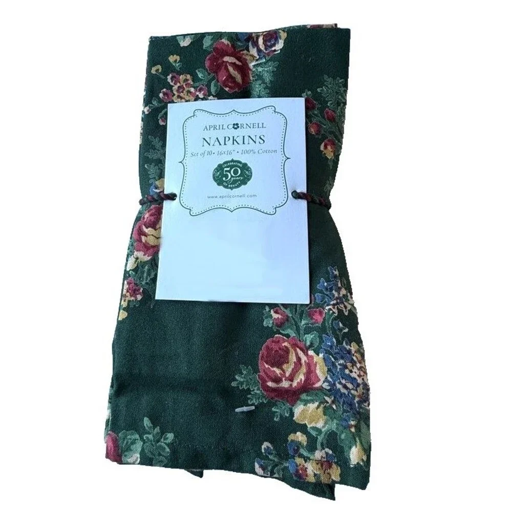 April Cornell Napkins Estella Rose Green Floral French Country 16x16